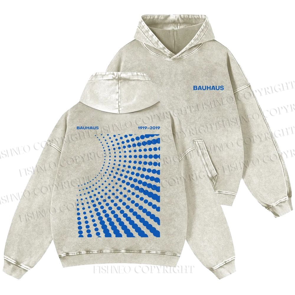 Unisex Casual Bauhaus Design Printed Washed Hoodie
