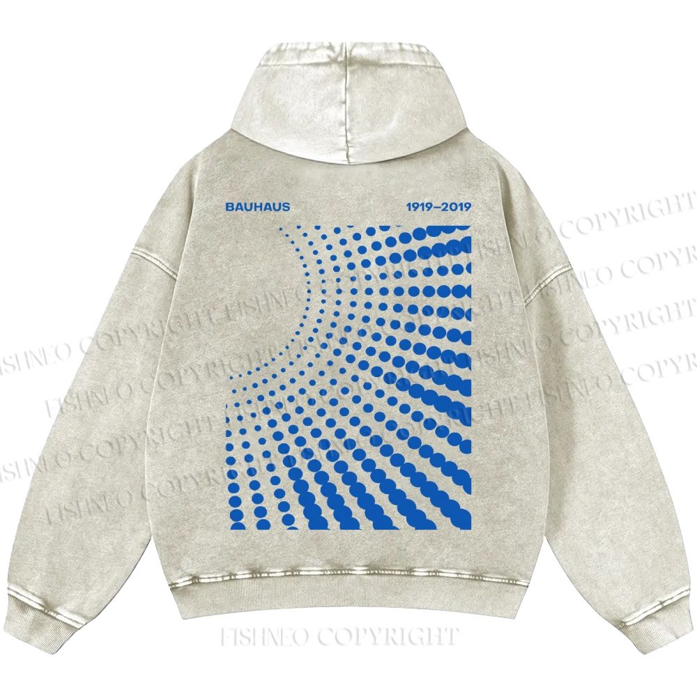 Unisex Casual Bauhaus Design Printed Washed Hoodie