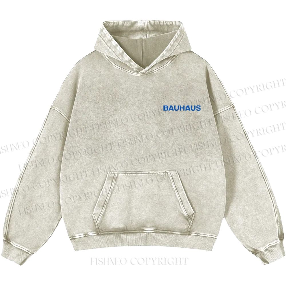Unisex Casual Bauhaus Design Printed Washed Hoodie