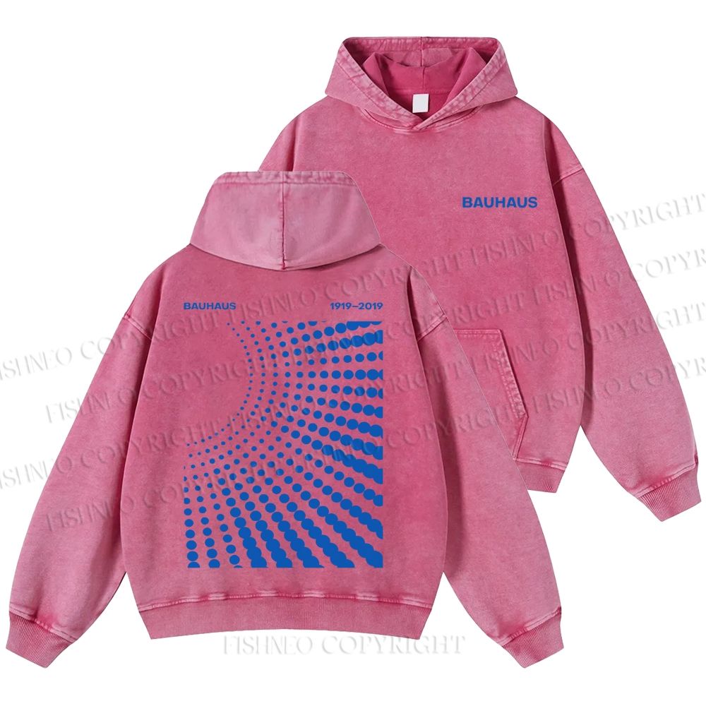 Unisex Casual Bauhaus Design Printed Washed Hoodie