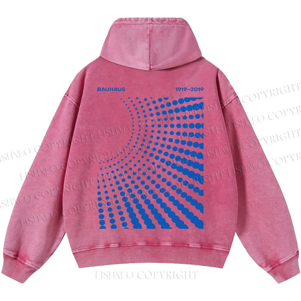 Unisex Casual Bauhaus Design Printed Washed Hoodie