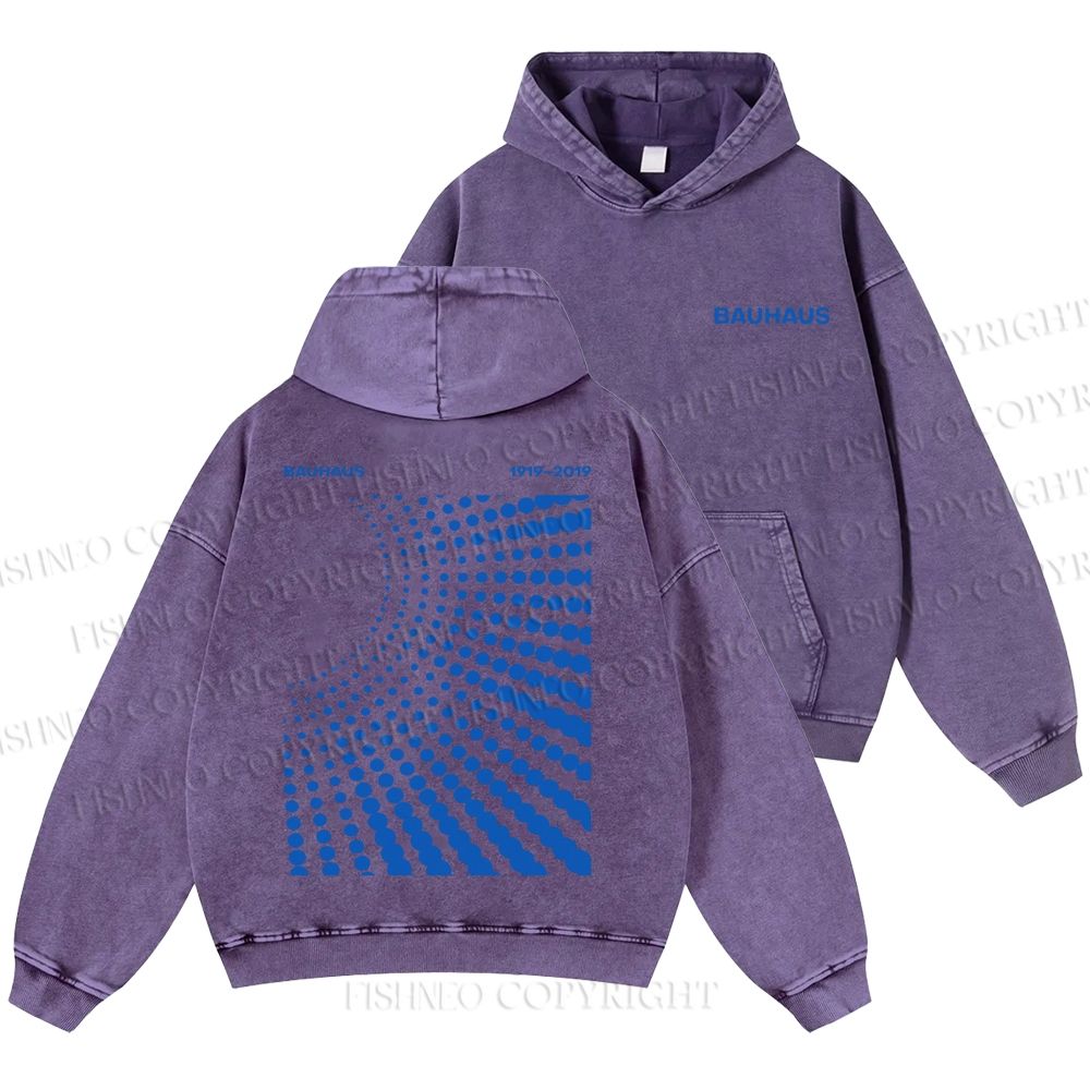 Unisex Casual Bauhaus Design Printed Washed Hoodie