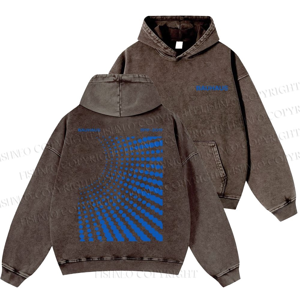 Unisex Casual Bauhaus Design Printed Washed Hoodie