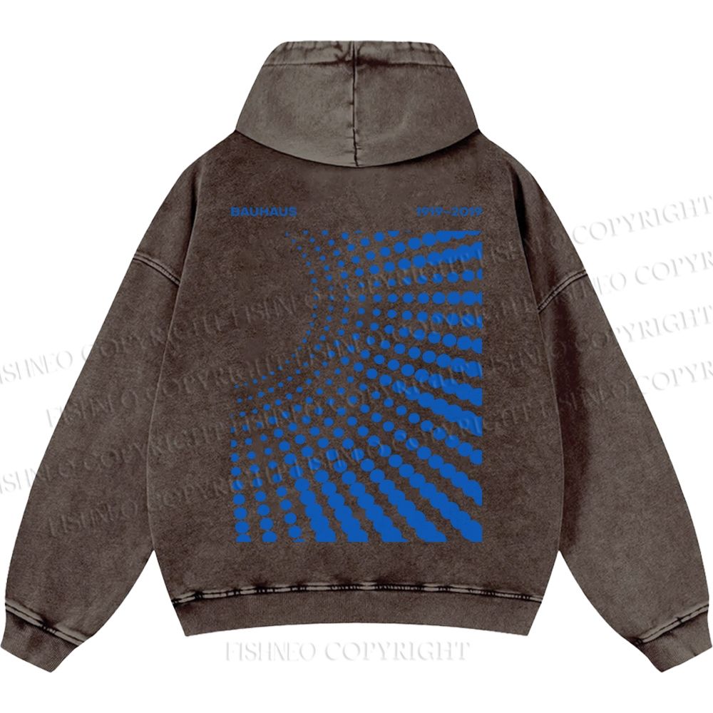 Unisex Casual Bauhaus Design Printed Washed Hoodie