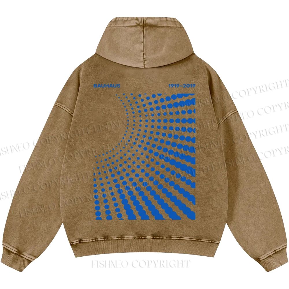 Unisex Casual Bauhaus Design Printed Washed Hoodie