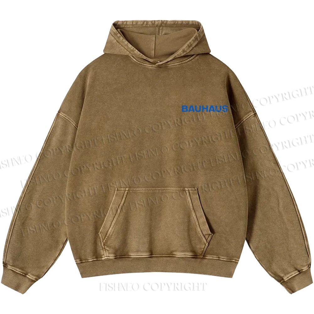 Unisex Casual Bauhaus Design Printed Washed Hoodie