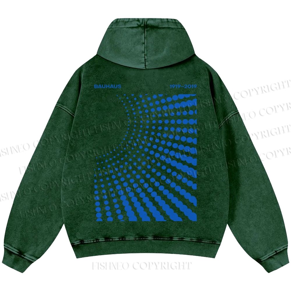 Unisex Casual Bauhaus Design Printed Washed Hoodie