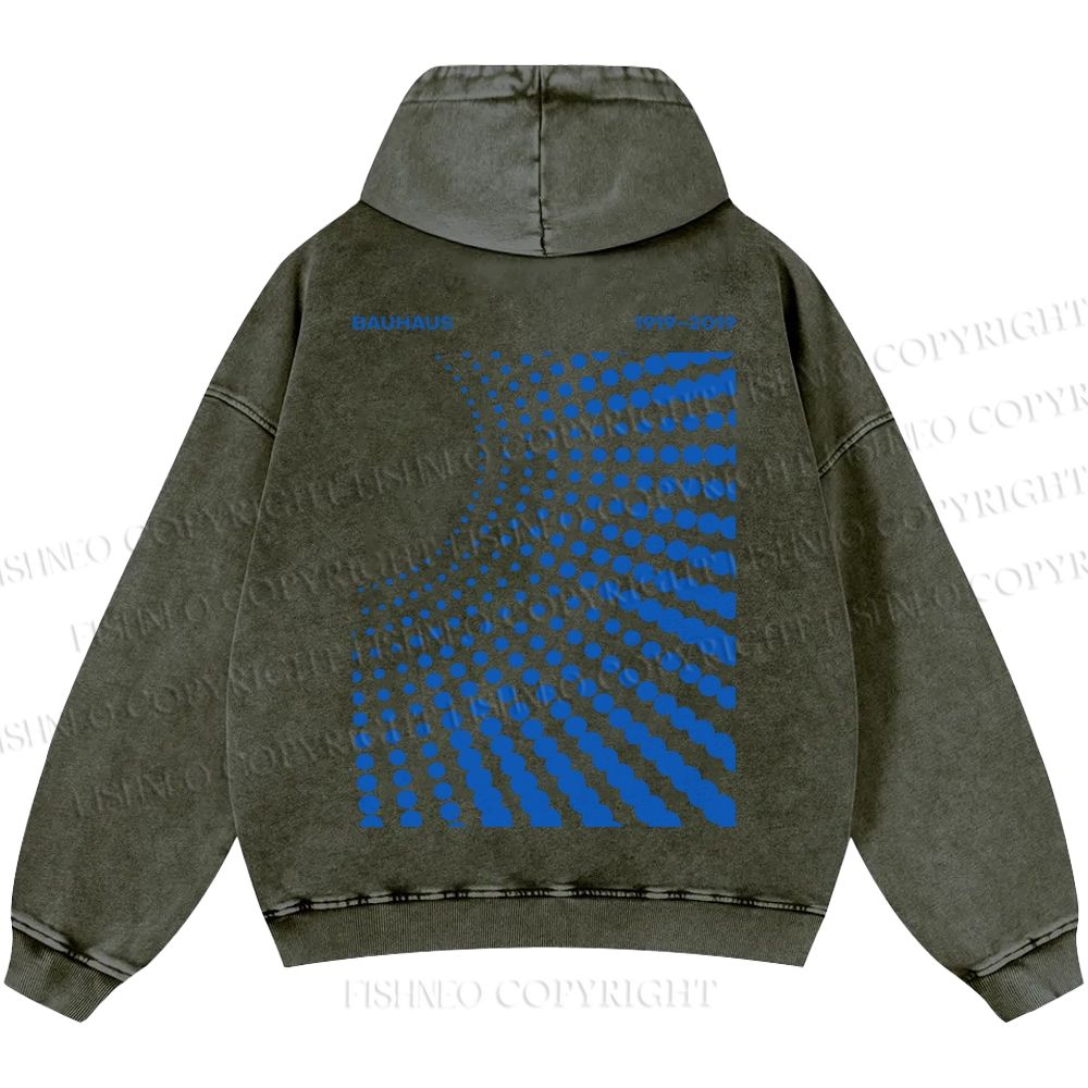 Unisex Casual Bauhaus Design Printed Washed Hoodie