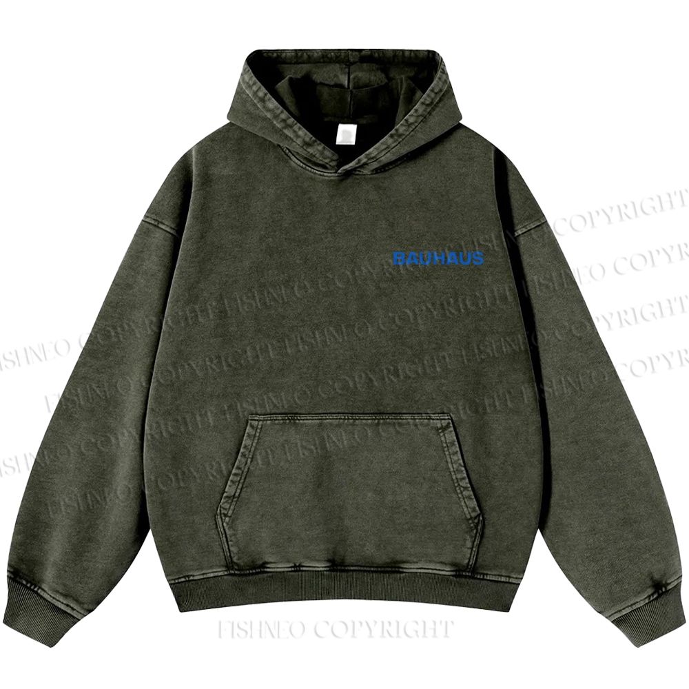 Unisex Casual Bauhaus Design Printed Washed Hoodie