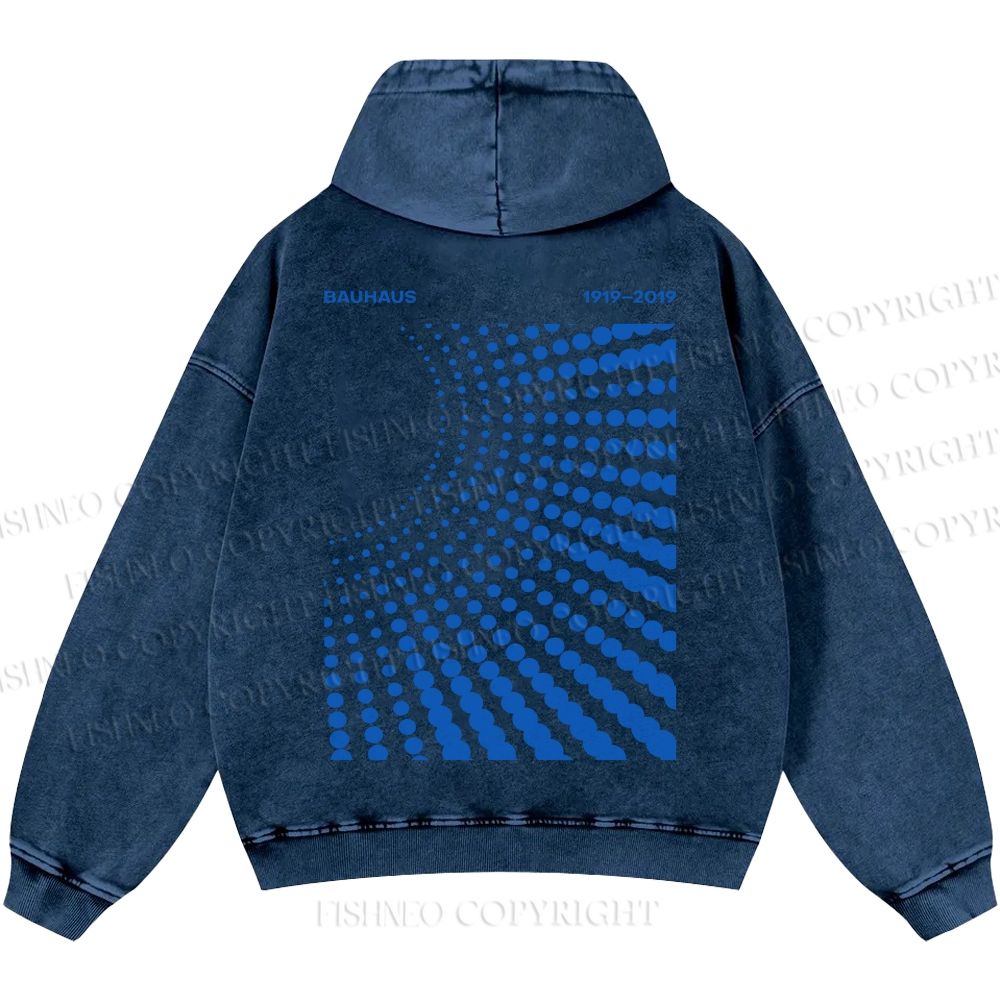 Unisex Casual Bauhaus Design Printed Washed Hoodie