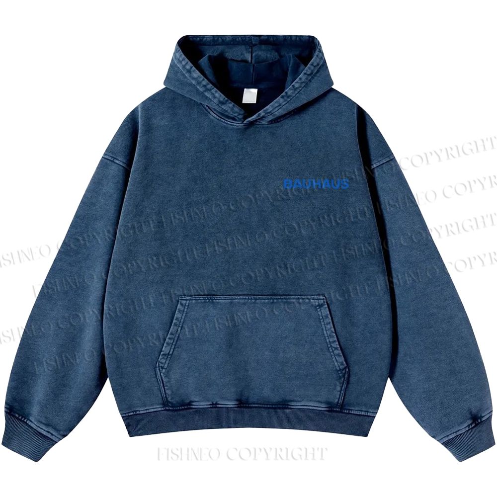 Unisex Casual Bauhaus Design Printed Washed Hoodie