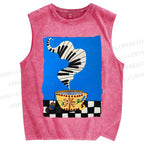 Unisex Vintage Coffee Piano Tea Time Printed Washed Tank Top
