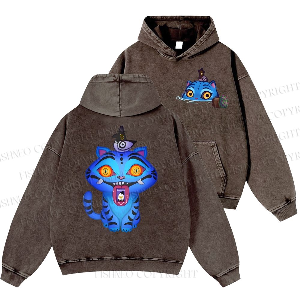 Unisex Casual Kpop Demon Hunters Tiger Printed Washed Hoodie