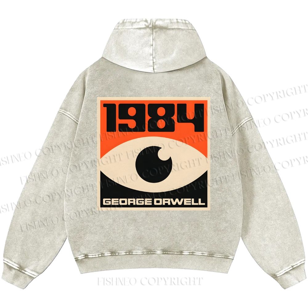 Unisex Casual Artistic Geometric Eyes Printed Washed Hoodie