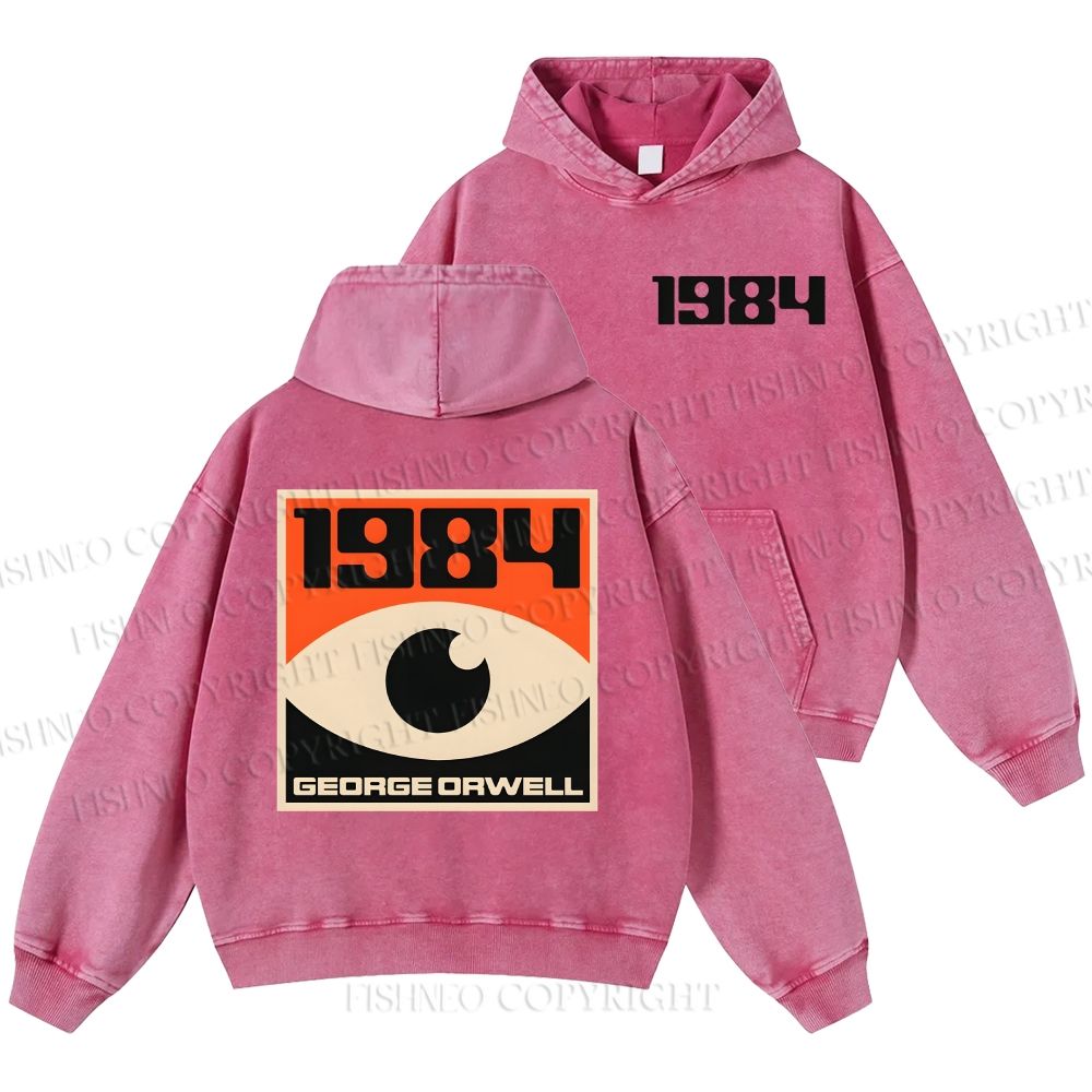 Unisex Casual Artistic Geometric Eyes Printed Washed Hoodie