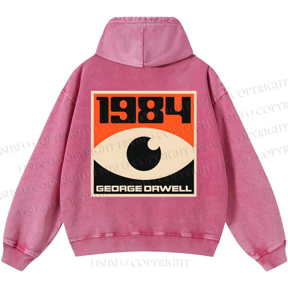 Unisex Casual Artistic Geometric Eyes Printed Washed Hoodie