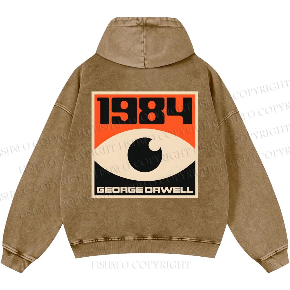 Unisex Casual Artistic Geometric Eyes Printed Washed Hoodie