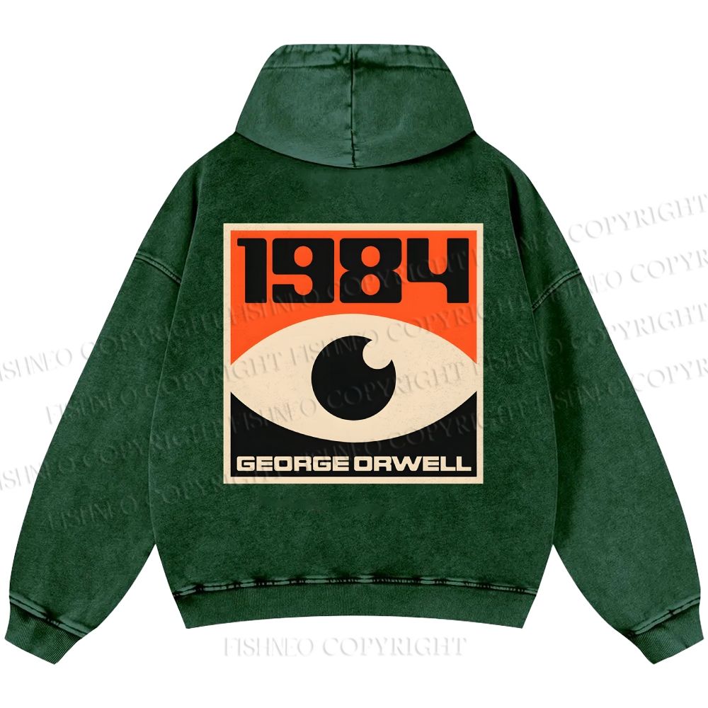 Unisex Casual Artistic Geometric Eyes Printed Washed Hoodie