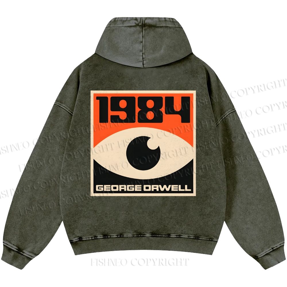 Unisex Casual Artistic Geometric Eyes Printed Washed Hoodie