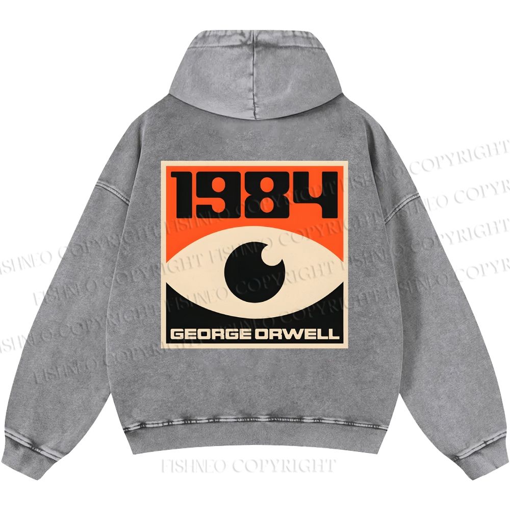 Unisex Casual Artistic Geometric Eyes Printed Washed Hoodie