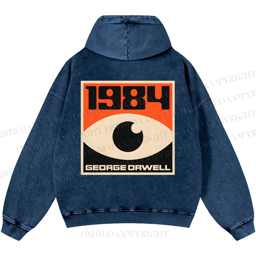 Unisex Casual Artistic Geometric Eyes Printed Washed Hoodie