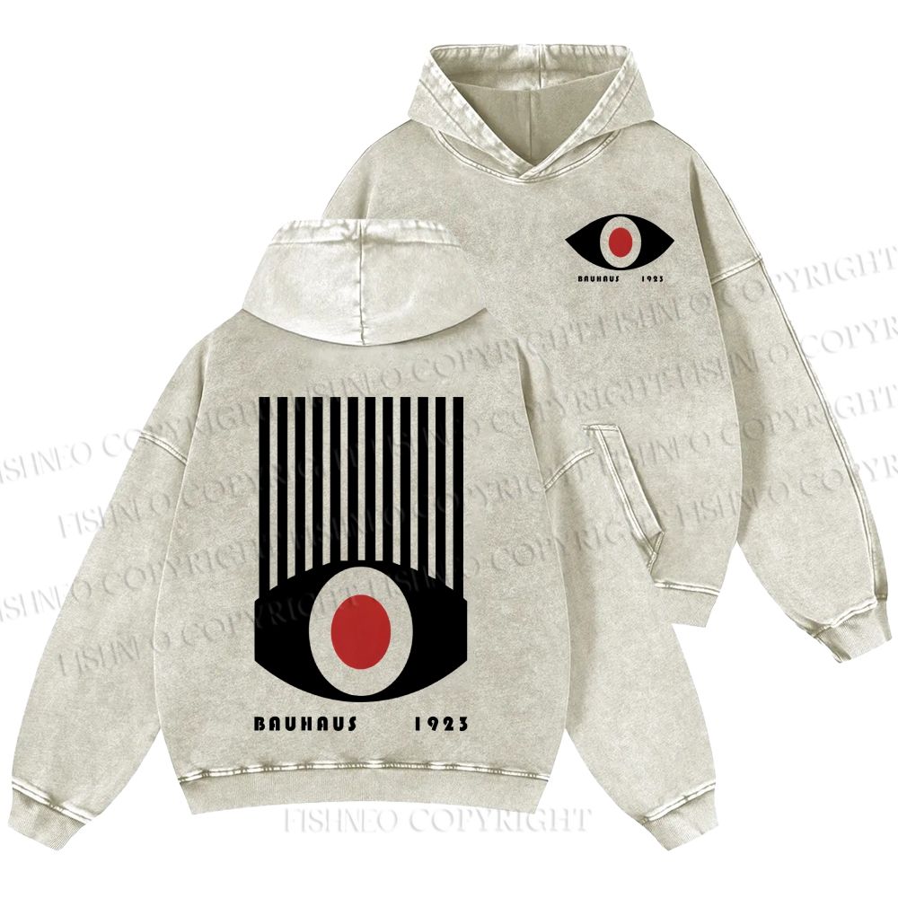 Unisex Casual Artistic Geometric Eyes Printed Washed Hoodie