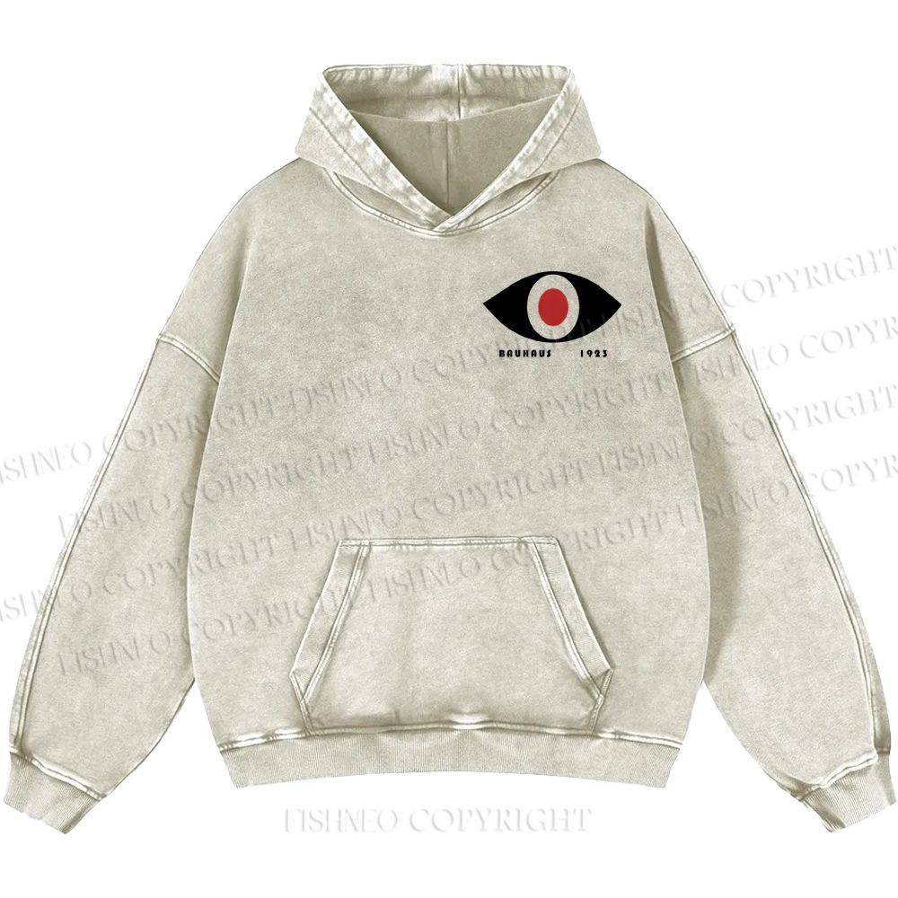 Unisex Casual Artistic Geometric Eyes Printed Washed Hoodie