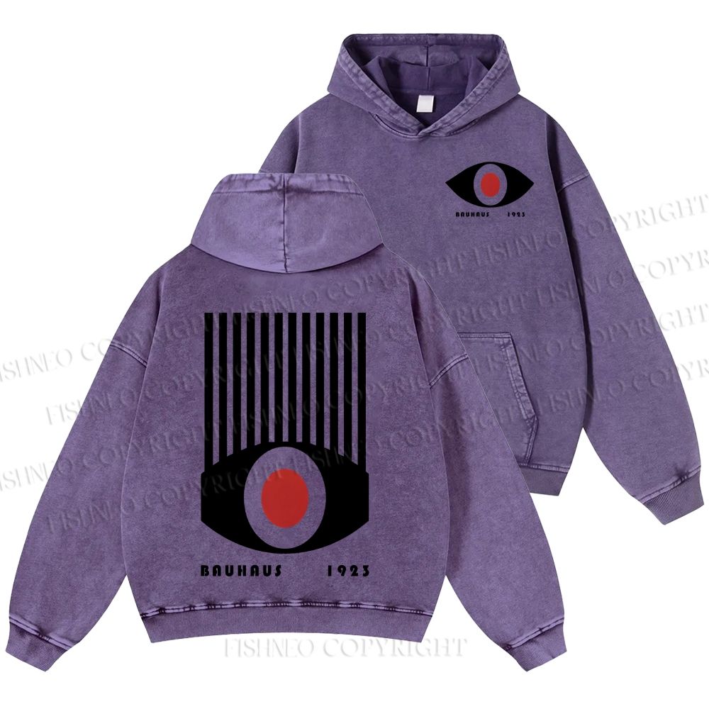 Unisex Casual Artistic Geometric Eyes Printed Washed Hoodie