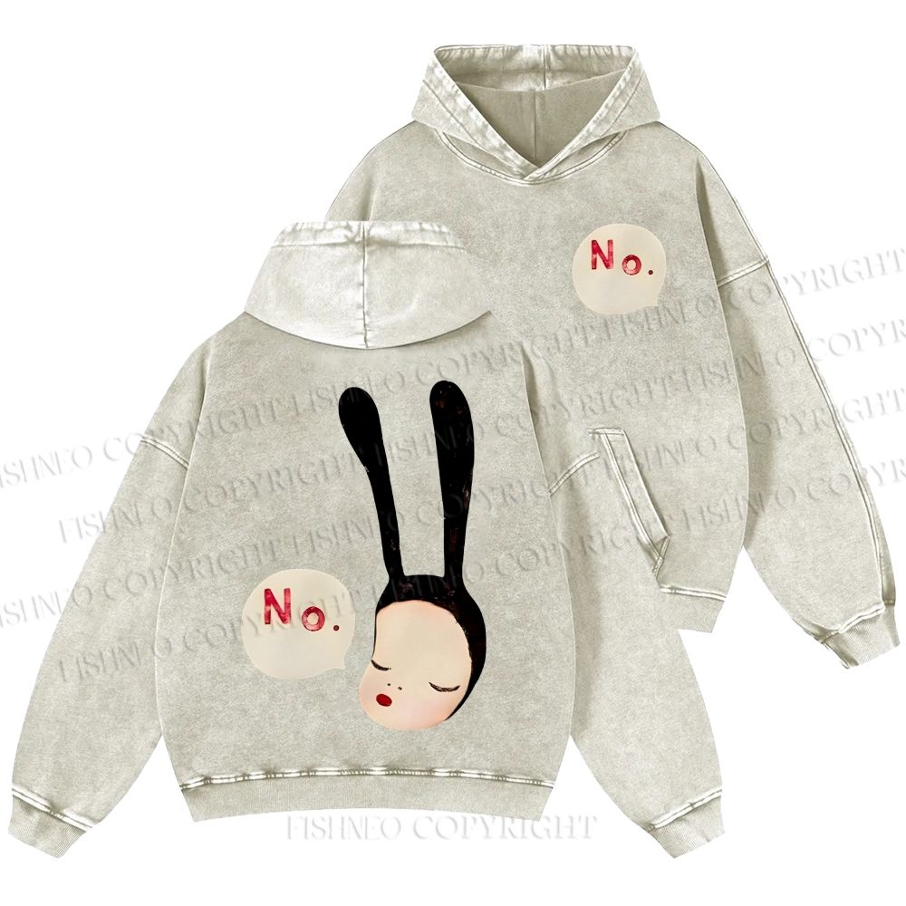 Unisex Casual Yoshitomo Nara Printed Washed Hoodie