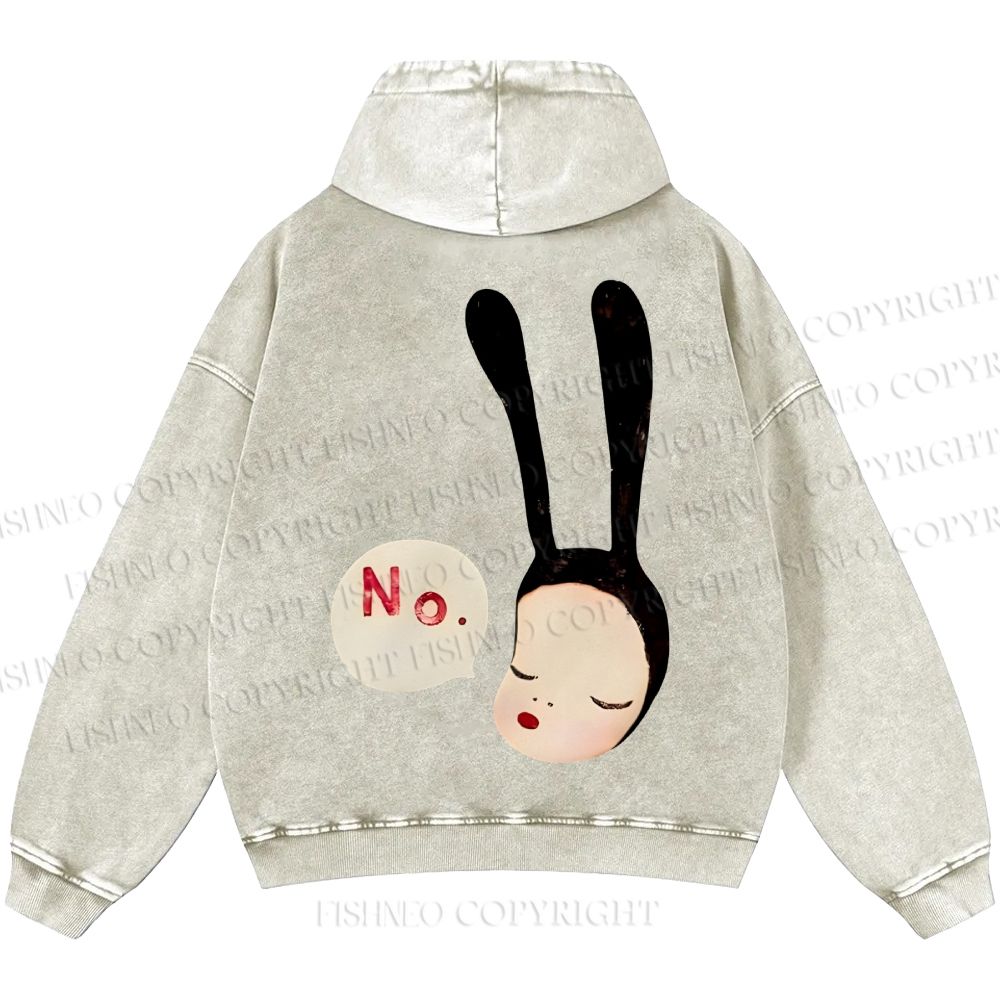 Unisex Casual Yoshitomo Nara Printed Washed Hoodie