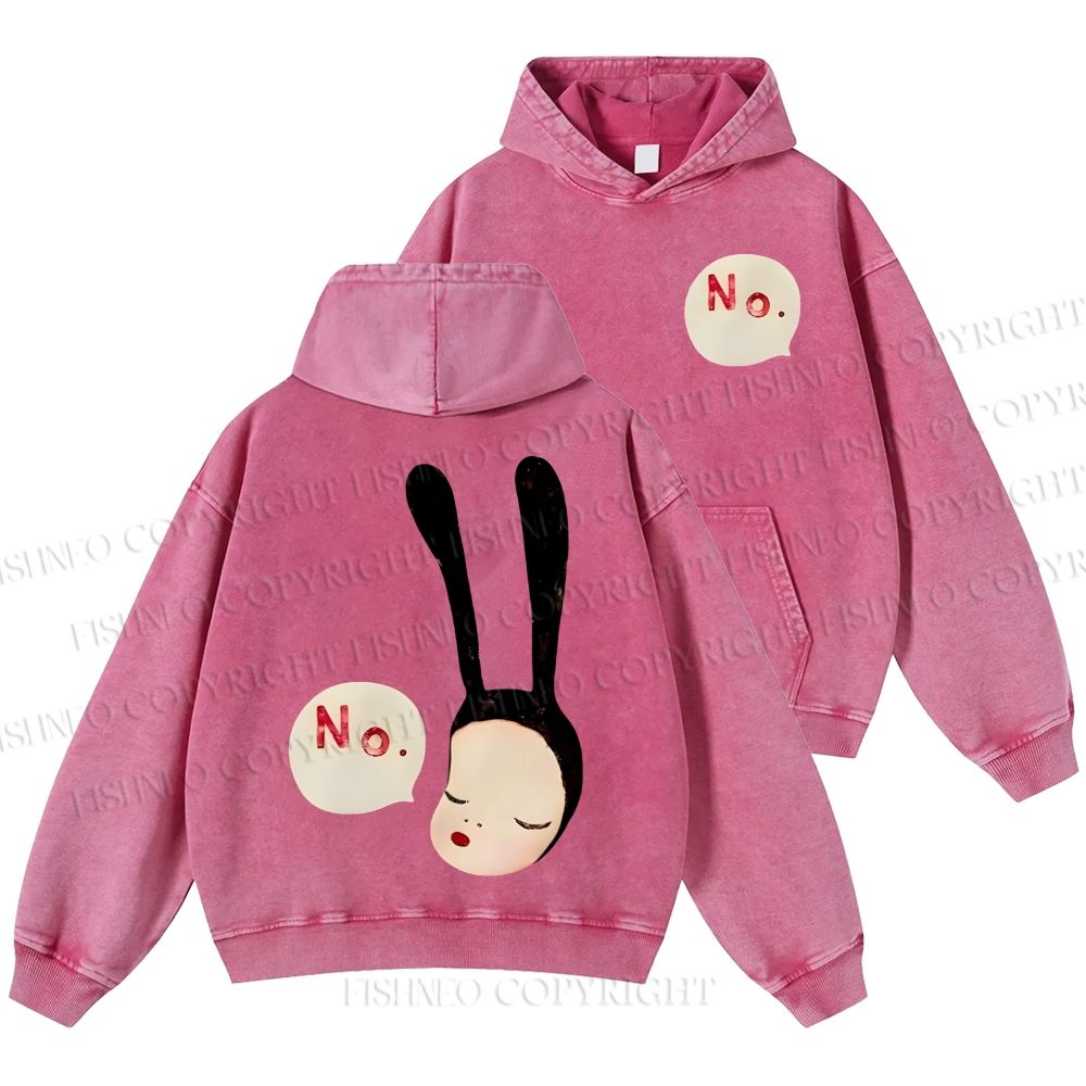 Unisex Casual Yoshitomo Nara Printed Washed Hoodie