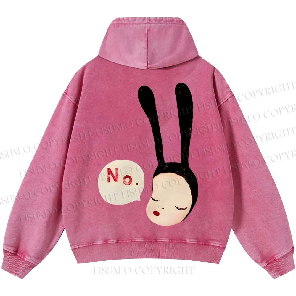 Unisex Casual Yoshitomo Nara Printed Washed Hoodie