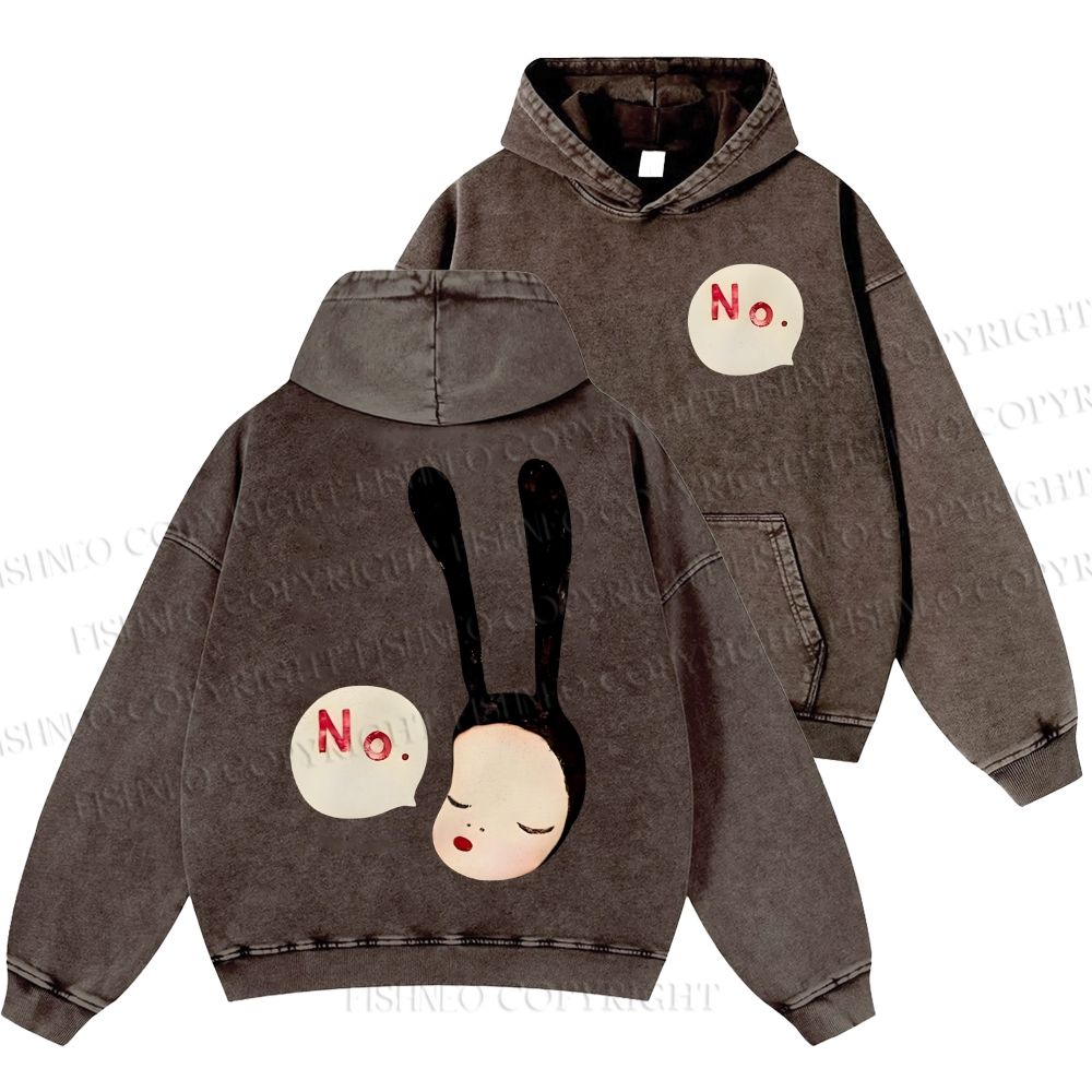 Unisex Casual Yoshitomo Nara Printed Washed Hoodie