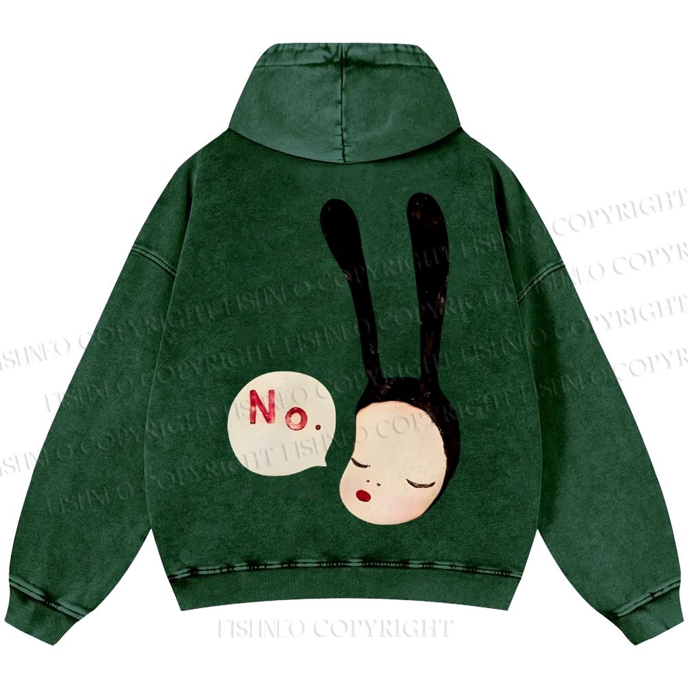 Unisex Casual Yoshitomo Nara Printed Washed Hoodie