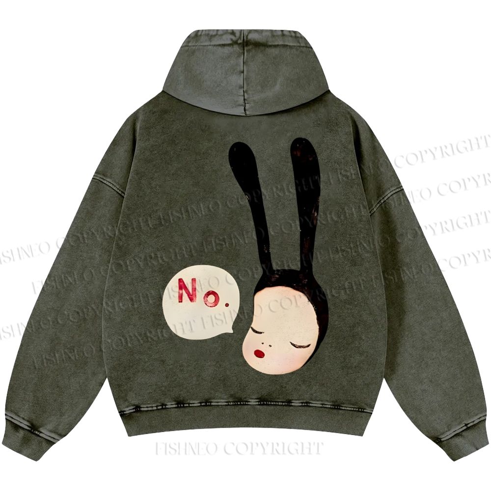 Unisex Casual Yoshitomo Nara Printed Washed Hoodie
