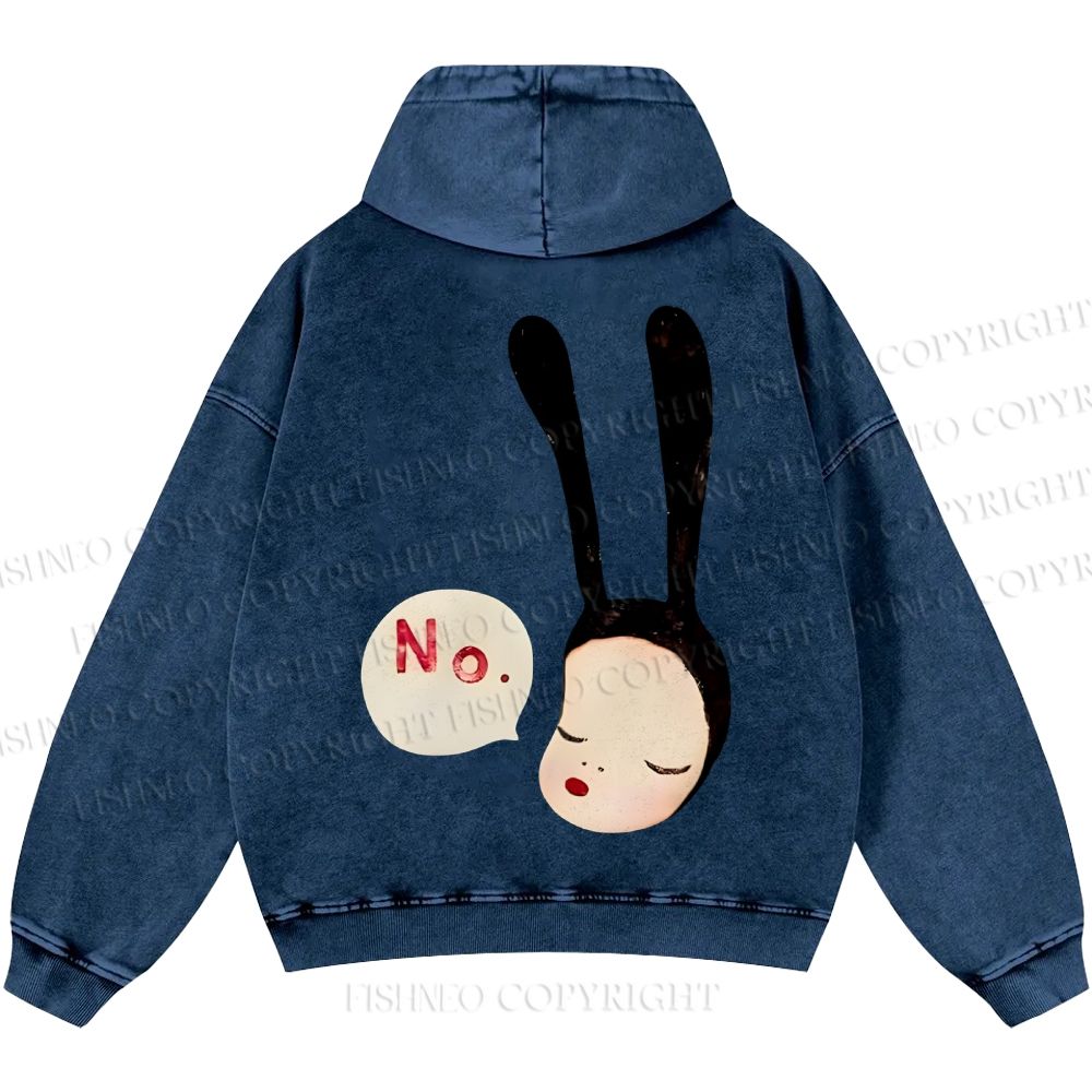 Unisex Casual Yoshitomo Nara Printed Washed Hoodie
