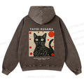 Casual Yayoi Kusama Cat Printed Washed Hoodie