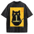 Ramen Cat Japanese Art Vintage Washed T-shirt