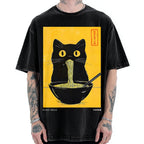 Ramen Cat Japanese Art Vintage Washed T-shirt