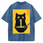Ramen Cat Japanese Art Vintage Washed T-shirt