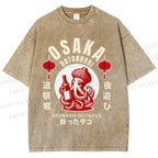 Unisex Osaka Dotonbori Drunken Octopus Printed Washed Tee