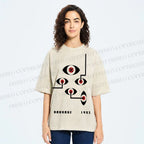 Unisex Bauhaus Geometric Eyes Printed Washed Tee