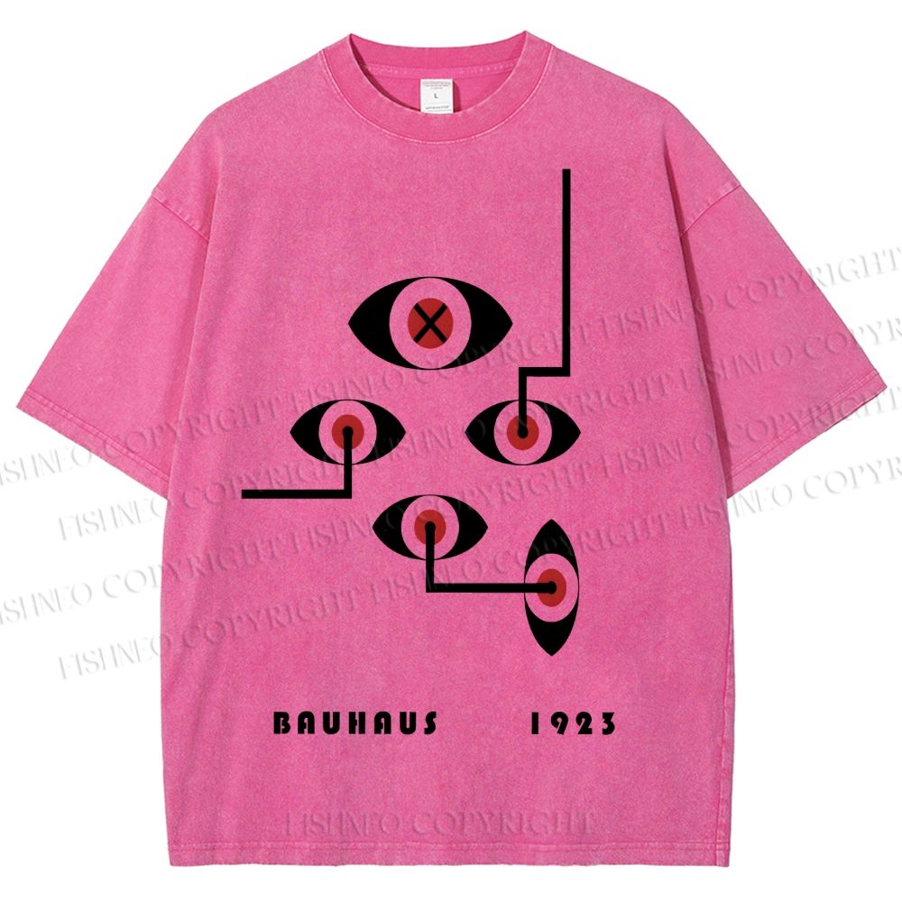 Unisex Bauhaus Geometric Eyes Printed Washed Tee