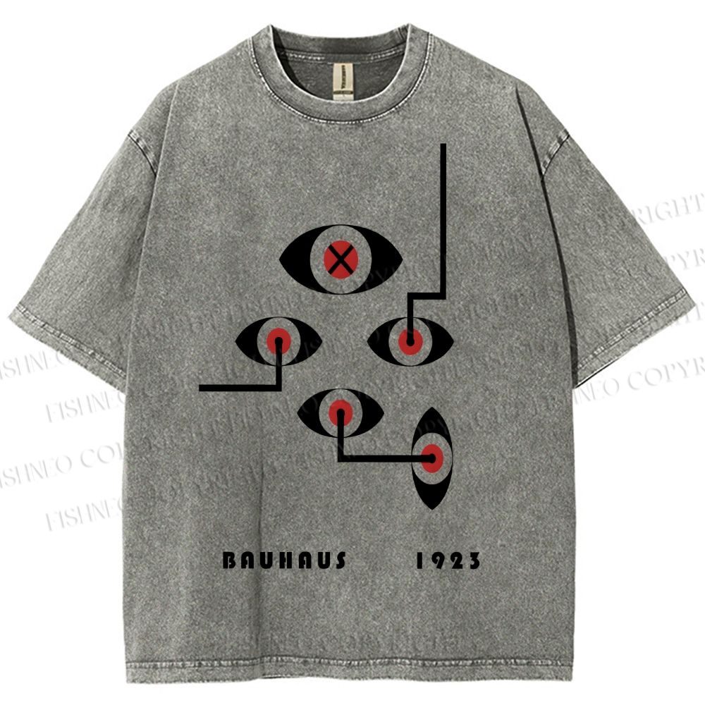 Unisex Bauhaus Geometric Eyes Printed Washed Tee