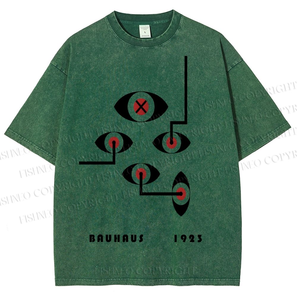 Unisex Bauhaus Geometric Eyes Printed Washed Tee