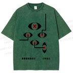 Unisex Bauhaus Geometric Eyes Printed Washed Tee