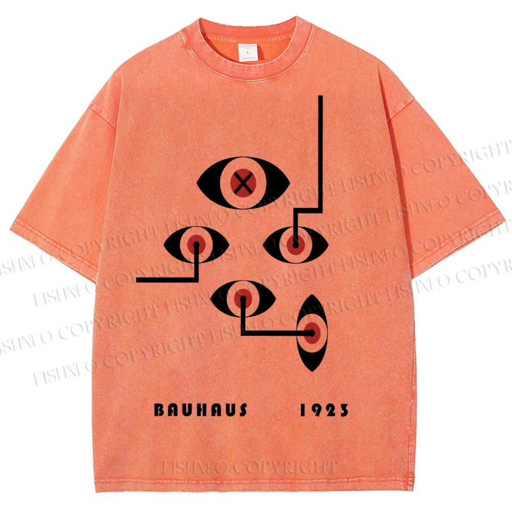 Unisex Bauhaus Geometric Eyes Printed Washed Tee