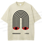 Unisex Bauhaus Geometric Eyes Printed Washed Tee