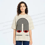 Unisex Bauhaus Geometric Eyes Printed Washed Tee