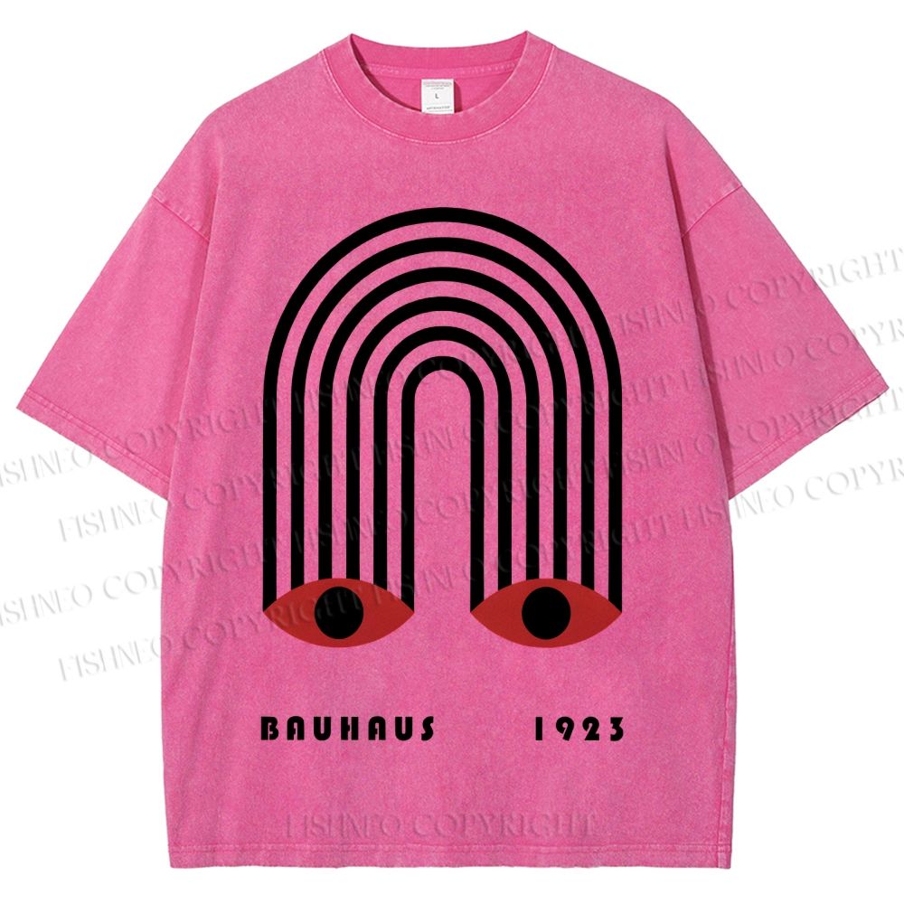 Unisex Bauhaus Geometric Eyes Printed Washed Tee